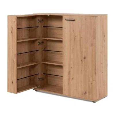 Abbildung von Furn.Design Schuhschrank Logu (Kommode in Eiche Artisan, ausklappbar, 100 x 110 cm) bis 24 Paar Schuhe