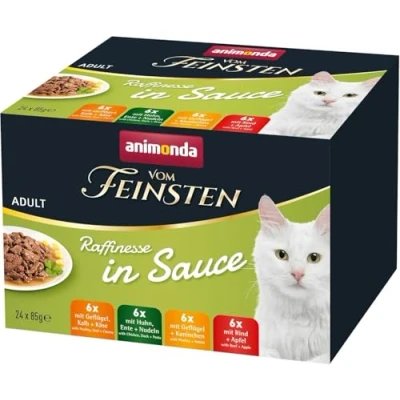 Abbildung von animonda Vom Feinsten Adult Raffinesse in Sauce Mixpack (24 x 85 g), Nassfutter für ausgewachsene Katzen, Katzenfutter ohne Getreide und Zucker, praktische Portionsbeutel