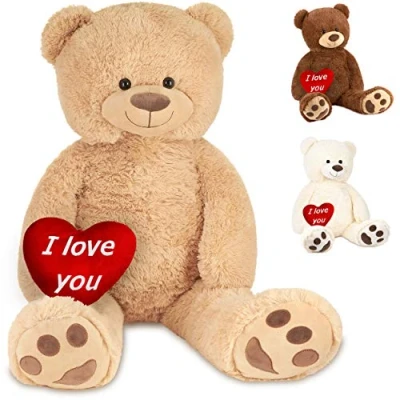 Abbildung von BRUBAKER Kuscheltier XXL Teddybär 100 cm groß mit Herz I love you (1 St), großer Teddy Bär, Stofftier Plüschtier