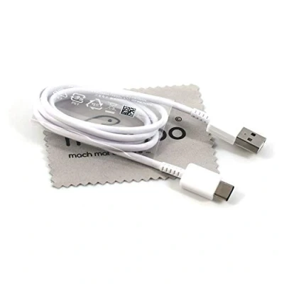 Abbildung von Ladekabel für Original Samsung EP DR140AWE Galaxy A12, A12s, A20e, A20s, A21s, A30s, A31, A32, A40, A41, A42, A50, A51, M11, M20 0,8m Datenkabel 15W Typ C mit mungoo Displayputztuch