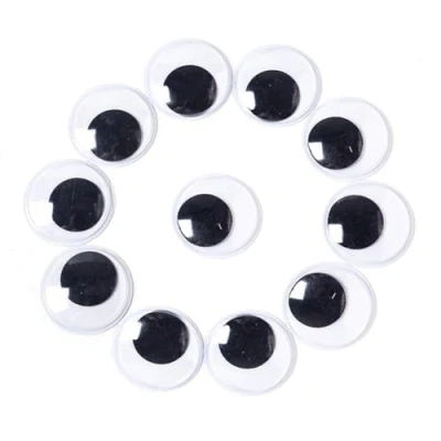 Abbildung von Qikaara 60 Stück Selbstklebende Wackelaugen groß 35mm Kulleraugen Selbstklebend Kunststoff Augen zum Basteln Puppe Schwarze Bastelaugen Big Wiggle Googly Eyes für DIY Kunsthandwerk Dekoration