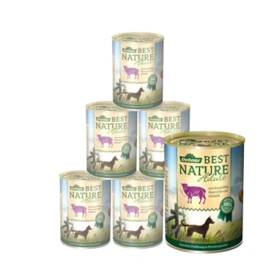 Abbildung von Dehner Best Nature Hundefutter, Nassfutter getreidefrei, für ausgewachsene Hunde, Lamm / Kartoffeln Petersilie, 6 x 400 g Dose (2.4 kg)