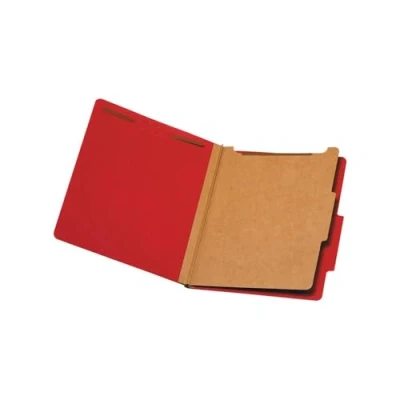 Abbildung von Pendaflex® Classification Folders, Standard, 1 Divider, Embedded Fasteners, 2/5 Cut Tab, Bright Red, Letter, 10/BX (23731)
