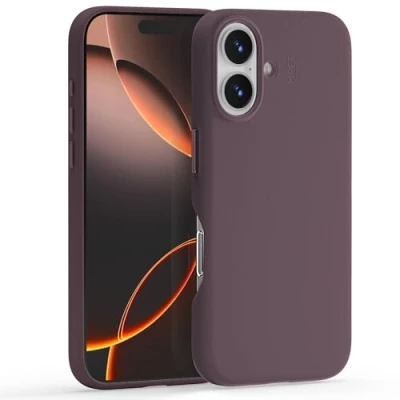 Abbildung von MOFT für iPhone 16 Hülle, MOVAS Vegane Ledertasche Magnetische Hülle Kompatibel mit MagSafe, Weicher Anschlag, Farberhaltung, Fleckenresistent, Leicht zu Reinigen, Brombeere