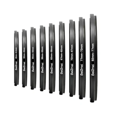 Abbildung von 9Stück Kamera Objektiv Filter Ring,Kamera Step Down Ring Kompatibel für 82mm Kameraobjektiv,82 77/77 72/72 67/67 62/62 58/58 55/55 52/52 49/49 40.5mm.CNC Fertigung(9pcs)