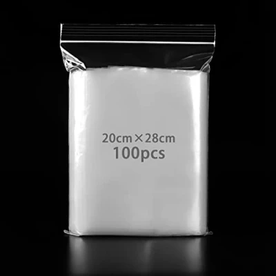 Abbildung von PACKRA 100Stk Druckverschlussbeutel Klein Zipper Beutel, Transparent Wiederverschließbare Plastikbeutel Schnellverschluß Tüten, Polybeutel Tüte Verschlussbeutel Zip Tüten 20x28cm