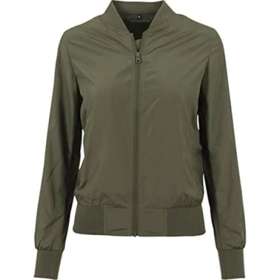 Abbildung von Build Your Brand Damen bomberjack voor dames Ladies Nylon Bomber Jacket, Olive, L EU