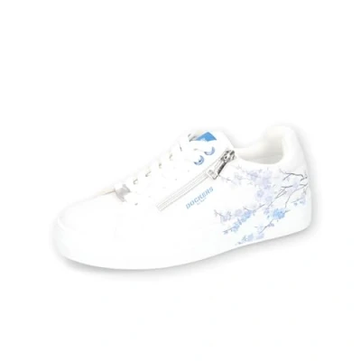Abbildung von Dockers by Gerli Damen Low Top Sneaker, Frauen Halbschuhe,Freizeit,straßenschuhe,Strassenschuhe,Sportschuhe,Turnschuhe,Weiss/blau,41 EU
