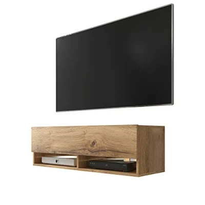 Abbildung von Selsey Wander TV Lowboard/TV Schrank Wotan Eiche Holzoptik hängend/stehend mit LED 100cm