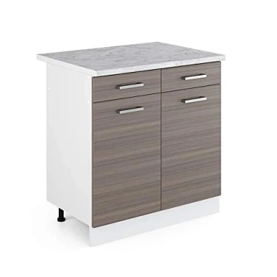 Abbildung von Vicco Unterschrank R Line, Grau/Weiß, 80 cm, AP Marmor