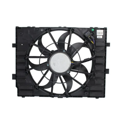 Abbildung von NRF 47859 Lüfter 517 12 600 mit Kühlerlüfterrahmen (Zarge), bürstenloser Motor VOLKSWAGEN: Touareg II