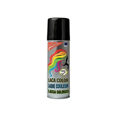 Abbildung von Color Haarspray für farbig buntes Haar Schwarz Farbspray zum Verkleiden &amp; Schminken Karneval, Fasching, Halloween Motto Party