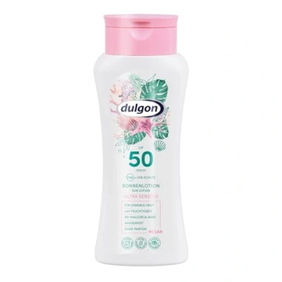 Abbildung von dulgon Sonnenlotion Ultra Sensitiv LSF 50 200ml Sonnencreme ohne Octocrylene Schutz vor UVA &amp; UVB wasserfest, vegan mikroplastikfrei