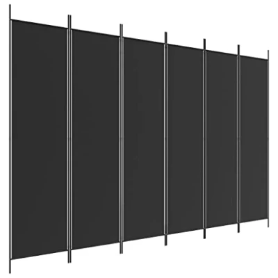 Abbildung von vidaXL Paravent 6 TLG. Raumtrenner Raumteiler Trennwand Umkleide Sichtschutz Spanische Wand Wohnzimmer Schlafzimmer Schwarz 300x200cm Stoff
