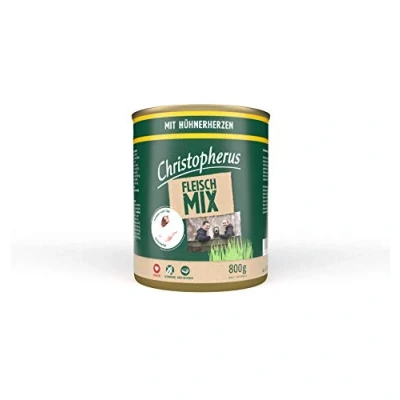 Abbildung von Christopherus Fleischmix, Mit Hühnerherzen, Vollnahrung für Hunde, Nassfutter, 6 x 800 g