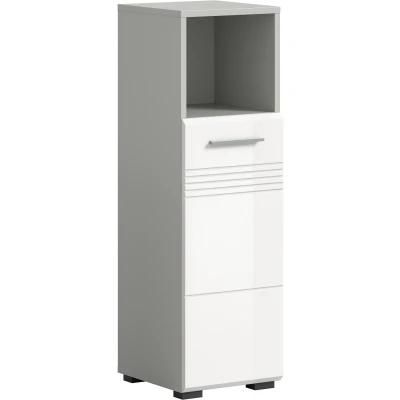 Abbildung von welltime Unterschrank &quot;Calcio, Höhe 95 cm, 1 Tür, offenes Fach, Einlegeboden, Türanschlag&quot;, wechselbar, MDF Front, Badschrank, Bad Möbel, Badezimmer