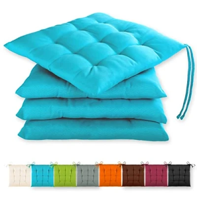 Abbildung von Gräfenstayn Sitzkissen 4er Set 40x40x3cm mit Haltebändern und Öko Tex Siegel, für Indoor Outdoor