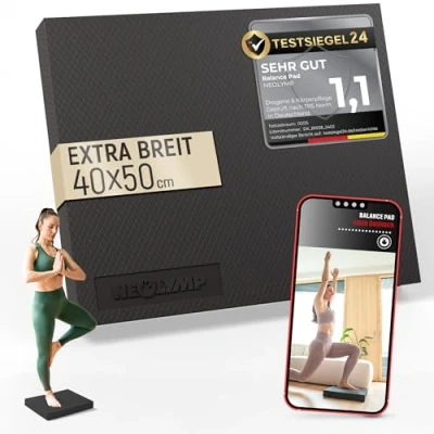 Abbildung von NEOLYMP Balance Pad Rutschfestes Gleichgewichtstrainer für Physio &amp; Reha Kissen Gelenkstärkend, Schweißfest, Elastisch Ideal Yoga, Gym Zuhause (Balance schwarz 50 x 40 cm)