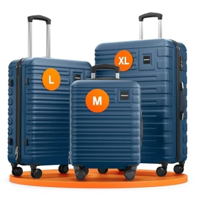 Abbildung von Travely Hartschalen Trolley Premium Koffer Set: 28&quot;, 24&quot; &amp; Handgepäck