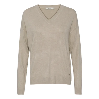 Abbildung von Oxmo Oxhelle Strickpullover, Damen, Größe: Large, Cement melange