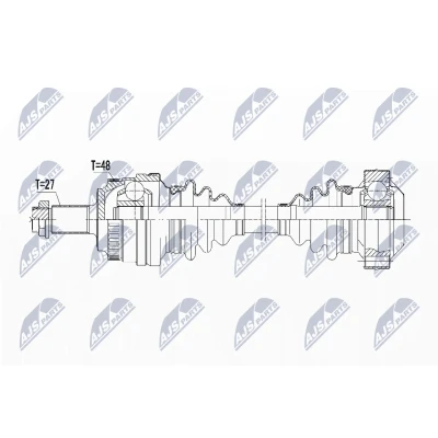 Abbildung von NTY NPW BM 147 Antriebswelle Hinterachse links 620 BMW: 3 Touring, Limousine, Coupe