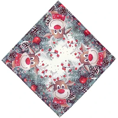 Abbildung von matches21 HOME &amp; HOBBY Tischdecke Mitteldecke lustiger Elch bunt 30x30 cm (1 tlg)