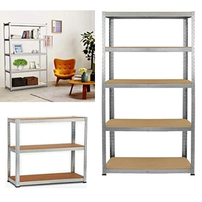 Abbildung von Lagerregal, Regal mit 5 MDF Regalböden Küchenregal Metall Werkstattregal Schwerlastregal Lagerregal Kellerregal, max. 875kg Tragfähigkeit, 180 x 90 40 cm, Verzinkt