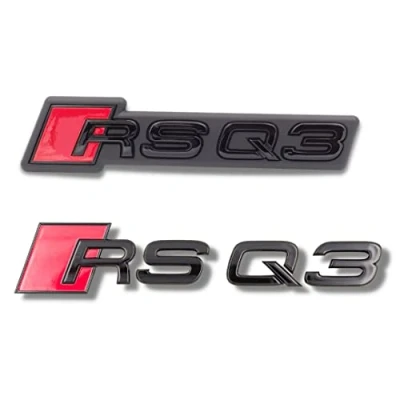 Abbildung von Original Audi Schriftzug für RSQ3 und weitere Modelle, Schwarz, Tuning Exclusive Black Edition, Set Heckklappe &amp; Kühlergrill, Mehrere Schriftzugpaket, Selbstklebend