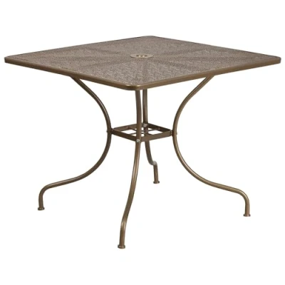 Abbildung von Flash Furniture 35.5SQ Terrassentisch aus Stahl, Metall, Gold, 90,2 cm, quadratisch