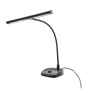 Abbildung von K&amp;M 12297 LED Pianoleuchte Schwarz 29,6 cm Lampenschirm mit Schwanenhals, 12 LEDs, 2500 Lux Helligkeit, 3 m Kabel