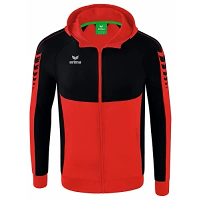 Abbildung von Erima Kinder Six Wings Trainingsjacke mit Kapuze, rot/schwarz, 152