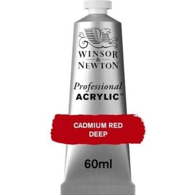 Abbildung von Winsor &amp; Newton 8840458 Professional Acrylfarbe in Künstlerqualität, hohe Farbbrillanz Deckkraft, Archivqualität, 60ml Tube Kadmiumrot Dunkel