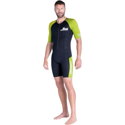 Abbildung von CRESSI Men&#039;s Tiburon Man Shorty Wetsuit Black Lime 2mm 2XL/6 Neopren und Elastan Neoprenanzug, Schwarz/Fluo Limette, XXL/6