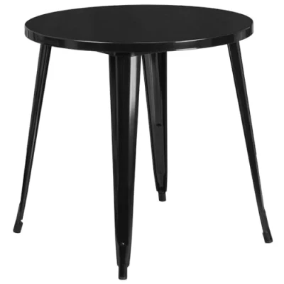 Abbildung von Flash Furniture Jeffrey Tisch für Innen und Außenbereich, 76,2 cm, rund, Metall, Schwarz