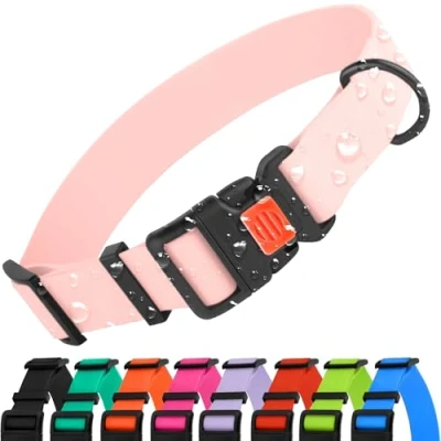 Abbildung von CollarDirect Verstellbares Hundehalsband, bunt, wasserfest, für kleine, mittelgroße und große Hunde, Welpen, 9 Farben (Babyrosa, L (35 45 cm))