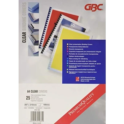 Abbildung von GBC HiClear Abdeckfolien (180 Micron, A4 Klar) 25 Stück