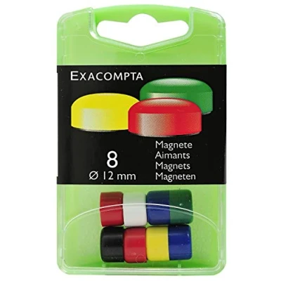 Abbildung von Exacompta 11345E 8er Pack Magnete Stärke F12 Durchmesser 12mm farbig sortiert in 6 verschiedenen Farben