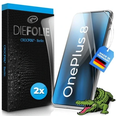 Abbildung von Crocfol Schutzfolie vom Testsieger [2 St.] kompatibel mit OnePlus 8 selbstheilende Premium 5D Langzeit Panzerfolie (Casefit)