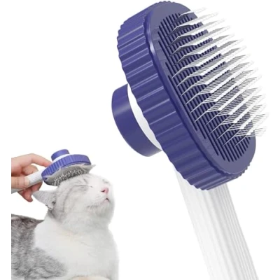 Abbildung von ACE2ACE Katzenbürste, Katzenbürste Langhaar und kurzhaar, Selbstreinigende Katzenhaarbürste von der Bürste mit Einem Knopf, für Losem Fell, Blau