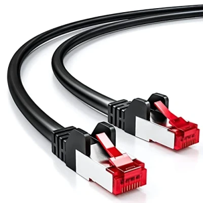 Abbildung von deleyCON 50m CAT6 Patchkabel S/FTP PIMF Schirmung CAT 6 RJ45 LAN DSL Netzwerkkabel Ethernetkabel Switch Router Modem Access Point Patchfelder Schwarz