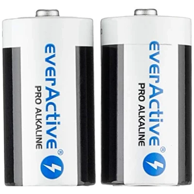 Abbildung von everActive C Batterien 2er Pack, Pro Alkaline, Baby LR14 R14 1.5V, höchster Leistung, 10 Jahre Haltbarkeit, 2 Stück 1 Blisterkarte LR14/C Stück/ Blister