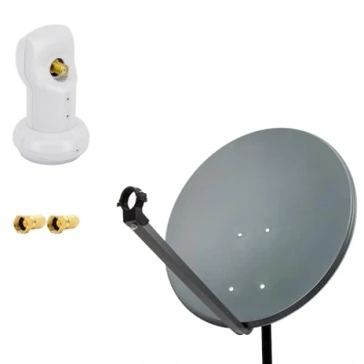 Abbildung von PremiumX Satelliten Komplettanlage 60cm Satellitenschüssel SAT Antenne Anthrazit Satellitenantenne Single LNB 2X F Stecker