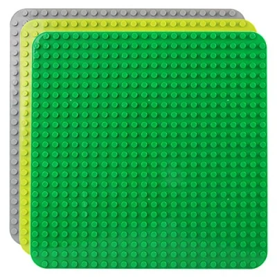 Abbildung von Celawork Große Bauplatte Kompatibel mit Duplo Platten,große Grundplatte,38 * 38cm Platten Set für Kreatives Spielen, Lernspielzeug (Grün, Grau, Hellgrün), 18 Monate und älter