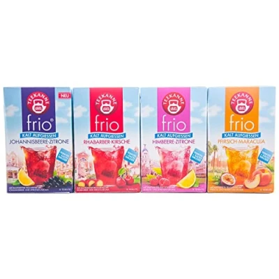 Abbildung von Teekanne frio 4er Pack, Rhabarber Kirsche, Johannisbeere Zitrone, Himbeer Pfirsich Maracuja (4 x 45 g)