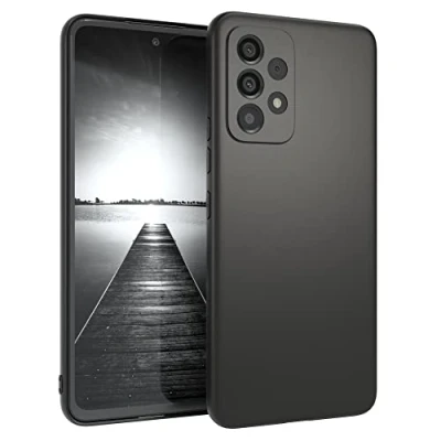 Abbildung von EAZY CASE Handyhülle Silikon mit Kameraschutz kompatibel Samsung Galaxy A53 (5G) in Schwarz Matt, Ultra dünn, Slimcover, Silikonhülle, Hülle, Softcase, Backcover