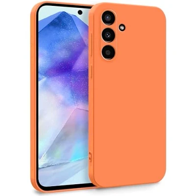 Abbildung von MyGadget Hülle für Samsung Galaxy A55 5G Zweilagige Handyhülle mit Kameraschutz Cover Innenfutter &amp; Silikon außen Orange