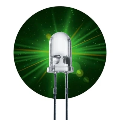 Abbildung von Lumetheus LED 10mm Farbe grün 12000mcd 20 Stück Leuchtdioden ca. 3V grüne Diode 2 Pin LEDs Gehäuse klar