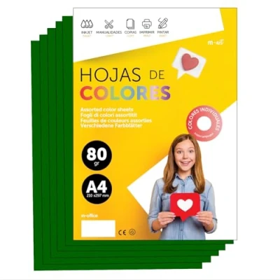 Abbildung von Buntes Papier A4 80g für Drucker &amp; Basteln, Farbige Blätter Kinder, Kreativprojekte, Karten Schule M office (250 Blatt, Dunkelgrün)