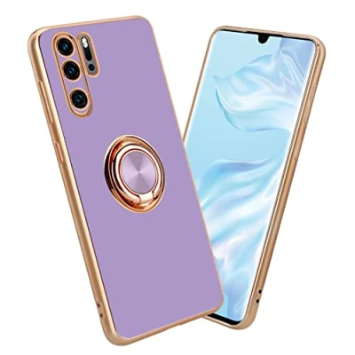 Abbildung von Cadorabo Hülle kompatibel mit Huawei P30 PRO Schutzhülle TPU Silikon Case Ring Design Kameraschutz Slim Kratzfest Weiche Gummi Rundumschutz für in Lila