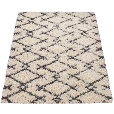 Abbildung von Hochflor Teppich Kalmar 451, Paco Home, rechteckig, Höhe: 44 mm, Shaggy, Scandi Design, modernes Rauten Muster, weich &amp; kuschelig
